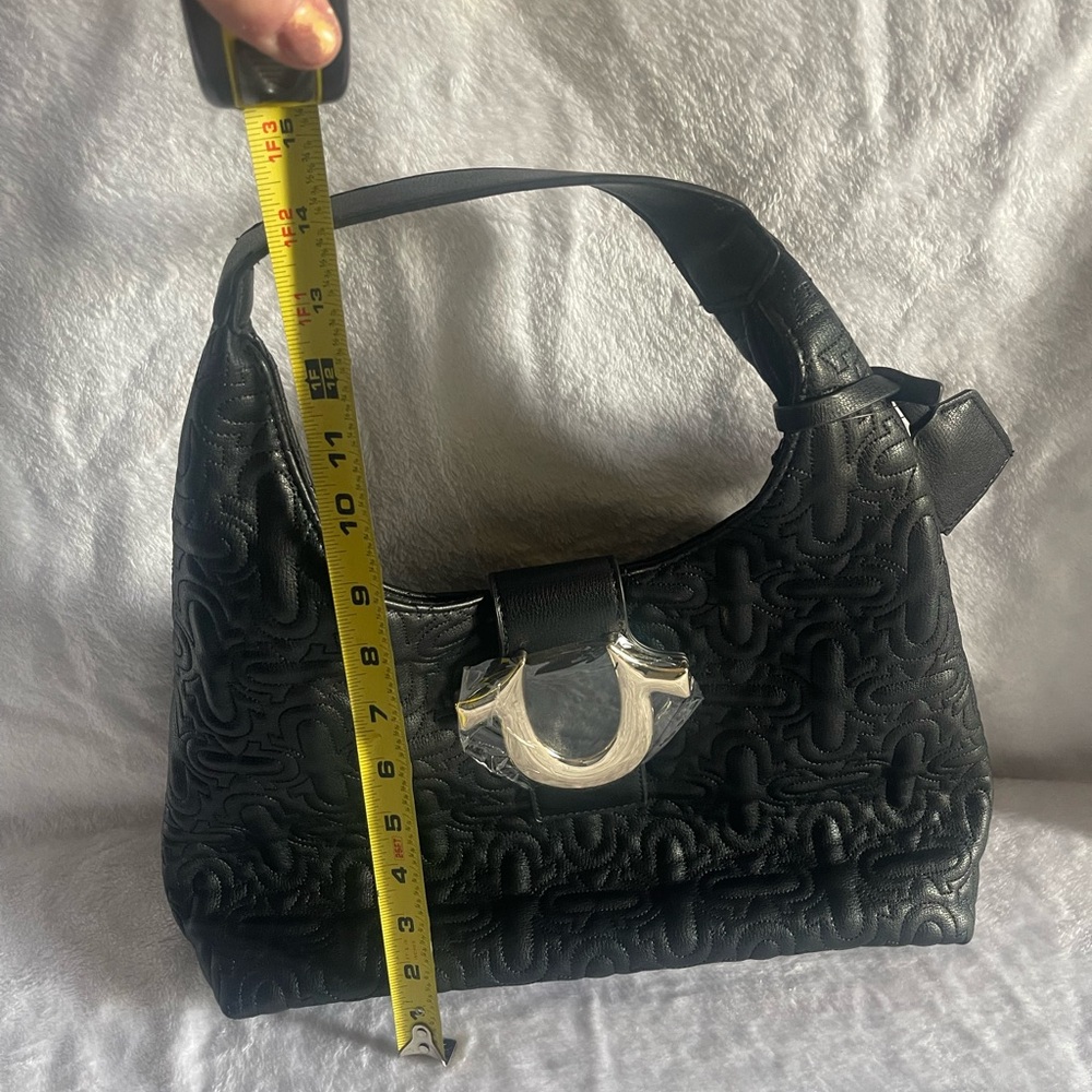 NWT True Religion Black Soft Leather Shoulder Bag - Picture 4 of 9